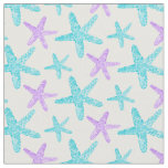 Watercolor Starfish Teal Purple Pattern Fabric