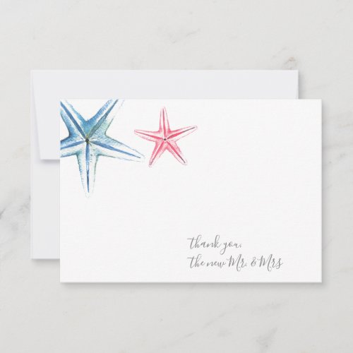 Watercolor Starfish Thank You Stationery Note Card