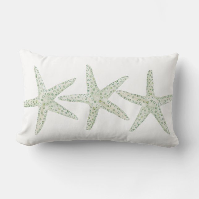 Watercolor Starfish Trio Lumbar Pillow (Front)