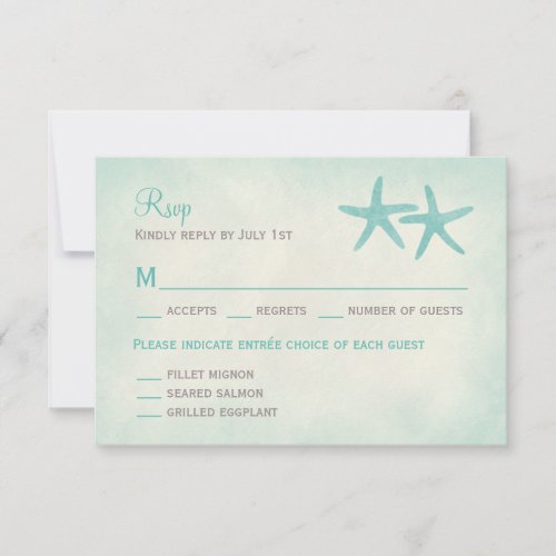 Watercolor Starfish Wedding RSVP/Response Card