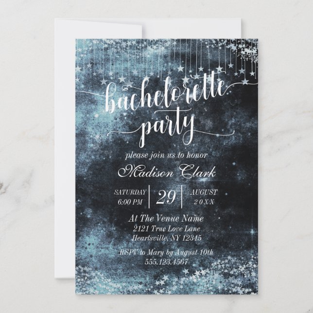 Watercolor Starry Bachelorette Party Invitation (Front)