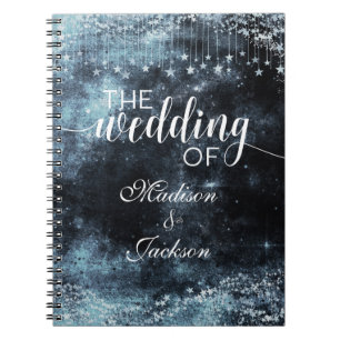 Watercolor Starry Night Celestial Wedding Planner Notebook