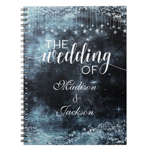 Watercolor Starry Night Celestial Wedding Planner Notebook (Front)