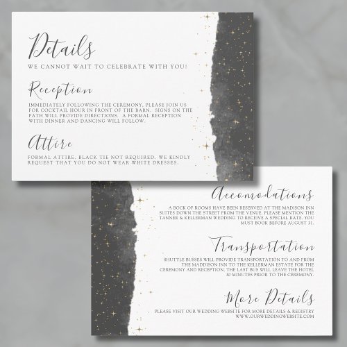 Watercolor Starry Night Details Celestial Wedding Enclosure Card