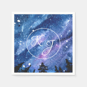 Watercolor Starry Night Sky Napkins