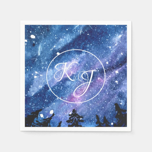 Watercolor Starry Night Sky Napkins (Front)