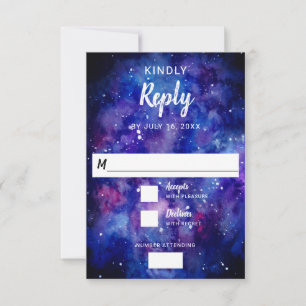 watercolor starry night stars galaxy calligraphy RSVP card