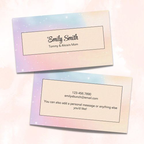Watercolor Starry Pastel Mommy Orange Calling Card