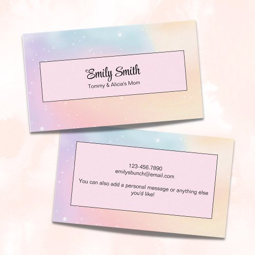 Watercolor Starry Pastel Mommy Pink Calling Card
