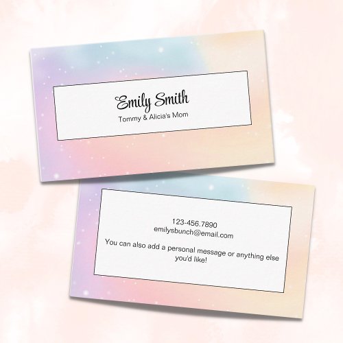 Watercolor Starry Pastel Mommy White Calling Card