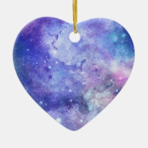 Watercolor Starry Sky Space Lover Galaxy Stars Ceramic Ornament
