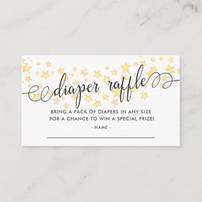 Watercolor Stars Baby Shower Diaper Raffle Ticket Enclosure Card (Front)