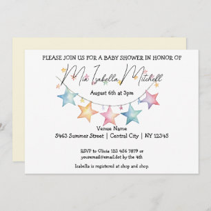 Watercolor Stars Baby Shower Invitation