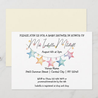 Watercolor Stars Baby Shower Invitation