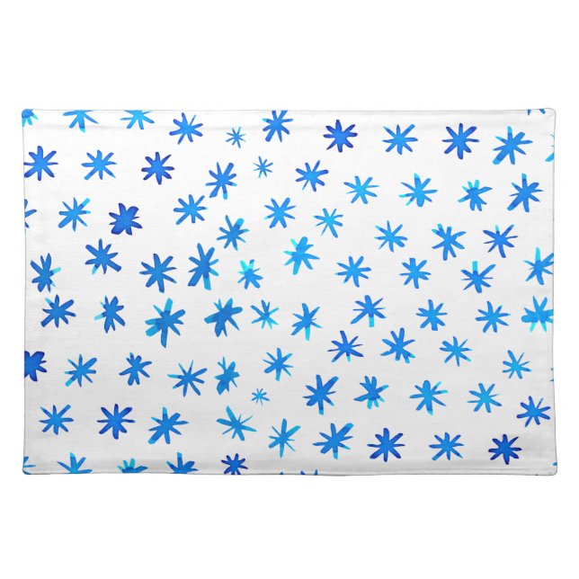 Watercolor stars - blue cloth placemat (Front)