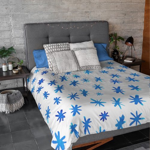 Watercolor stars _ blue duvet cover