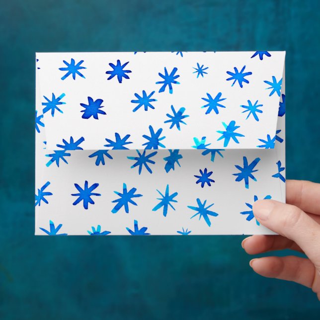 Watercolor stars - blue envelope (Hand)