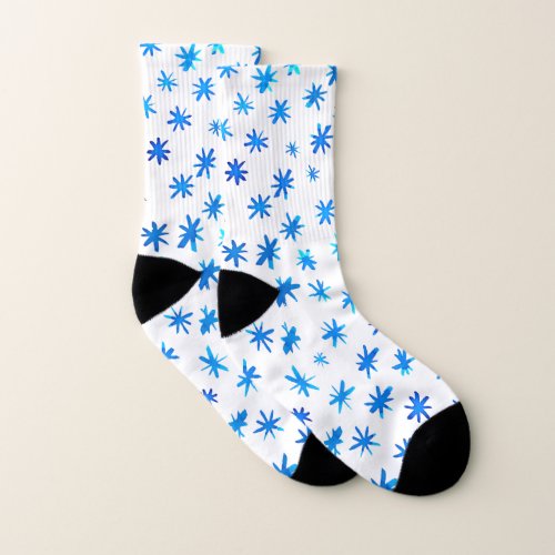Watercolor stars _ blue socks