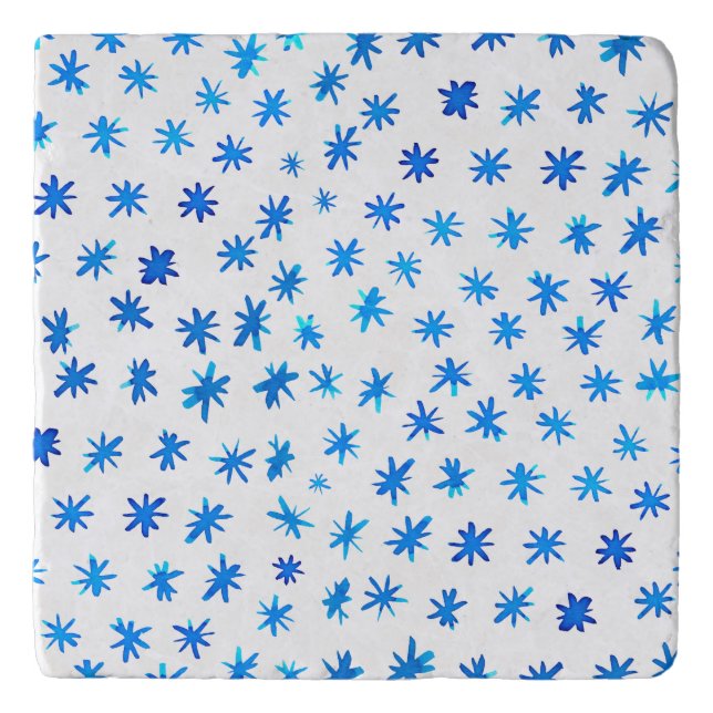 Watercolor stars - blue trivet (Front)