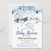 Watercolor Stars,Clouds,Airplane Baby Shower Invitation (Front)