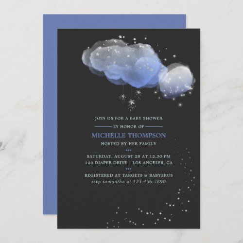 Watercolor Stars Night Sky Baby Shower Invitation