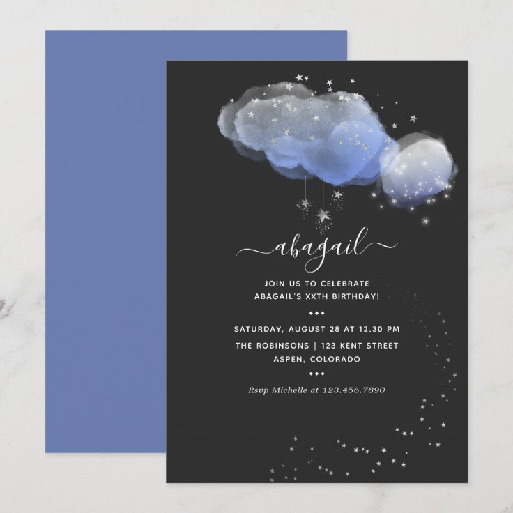 Watercolor Stars Night Sky Birthday Invitation Zazzle