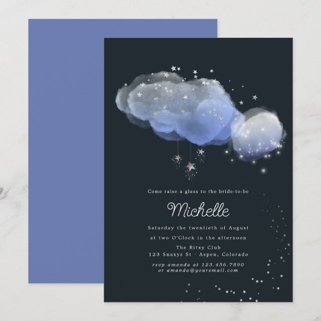 Watercolor Stars Night Sky Shower Invitation (Front/Back)