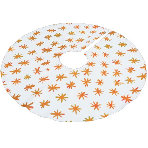 Watercolor stars _ orange brushed polyester tree skirt