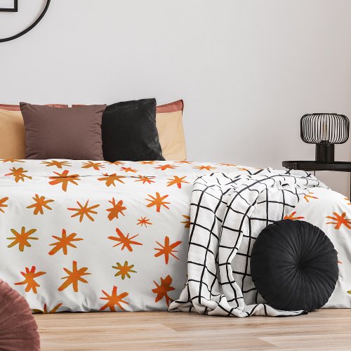 Watercolor stars _ orange duvet cover