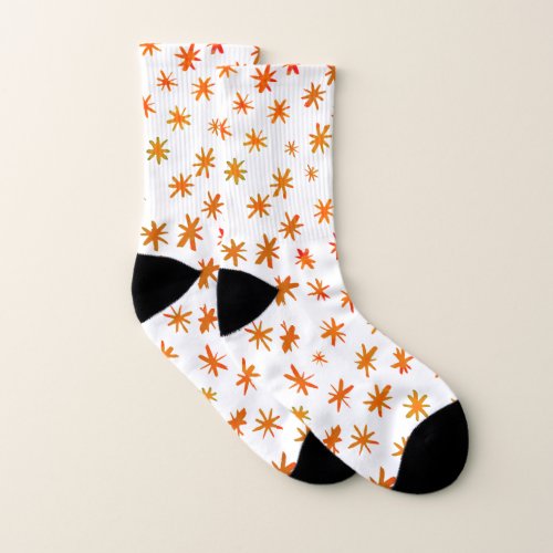 Watercolor stars _ orange socks