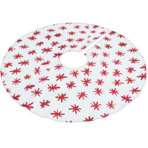 Watercolor stars - red brushed polyester tree skirt