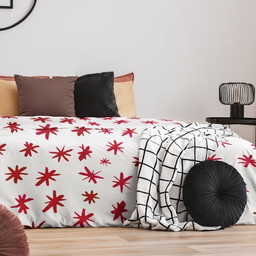 Watercolor stars _ red duvet cover