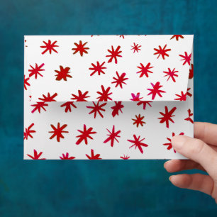Watercolor stars - red envelope