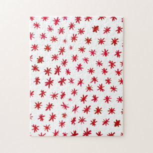 Watercolor stars - red jigsaw puzzle