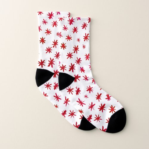Watercolor stars _ red socks