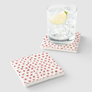 Watercolor stars - red stone coaster