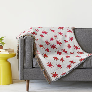 Watercolor stars - red throw blanket