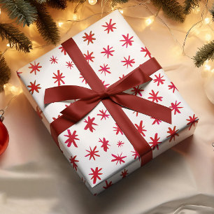 Watercolor stars - red wrapping paper sheets