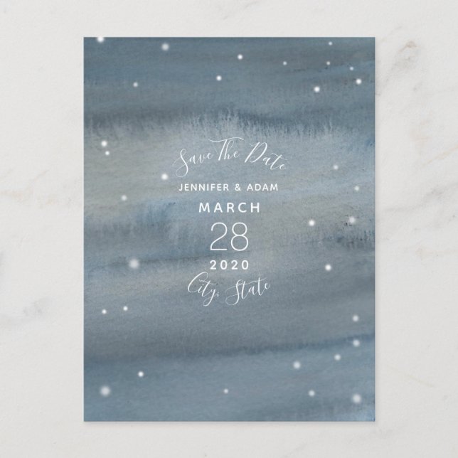 Watercolor Stars Save The Date Postcard (Front)