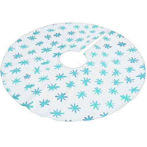 Watercolor stars _ turquoise brushed polyester tree skirt