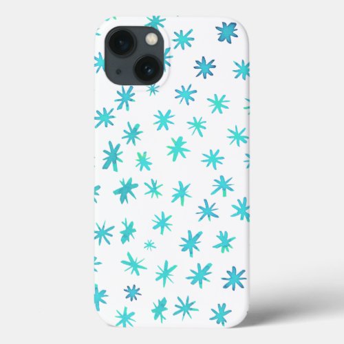 Watercolor stars _ turquoise iPhone 13 case