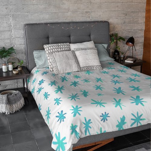 Watercolor stars _ turquoise duvet cover