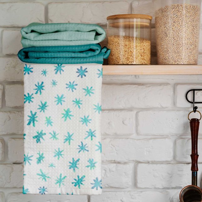 Watercolor stars - turquoise kitchen towel (Creator Uploaded)