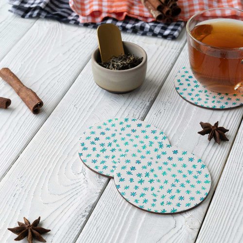 Watercolor stars _ turquoise round paper coaster