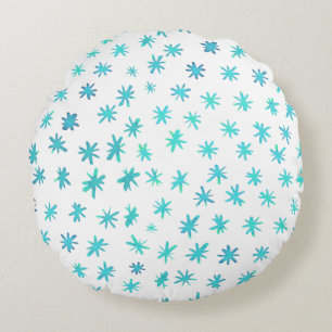 Watercolor stars - turquoise round pillow
