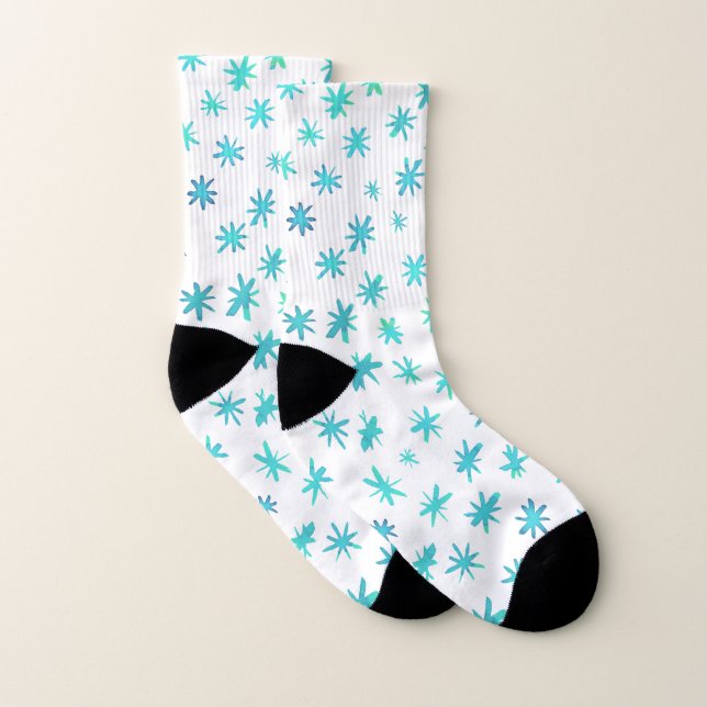 Watercolor stars - turquoise socks (Pair)