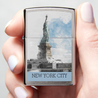 Watercolor Statue of Liberty Zippo Lighter – NYC