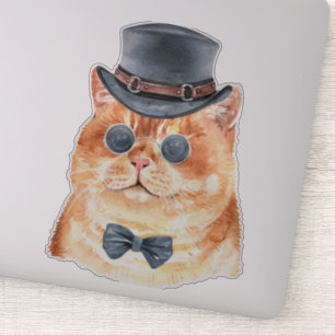 Watercolor Steampunk Kitty Sticker