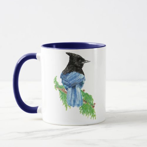 Watercolor Stellar Jay Bird Nature Collection Mug