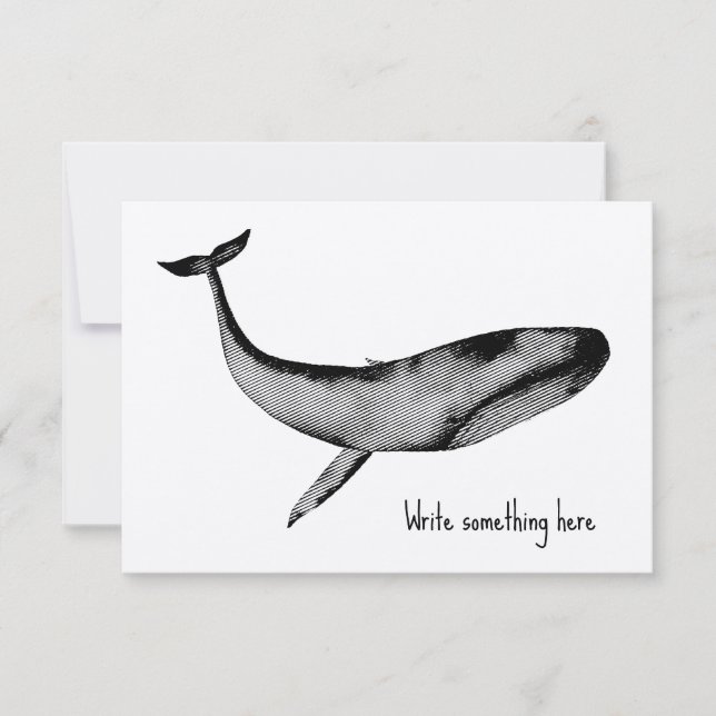 Watercolor Stencil Blue Whale Thank You Card (Front)